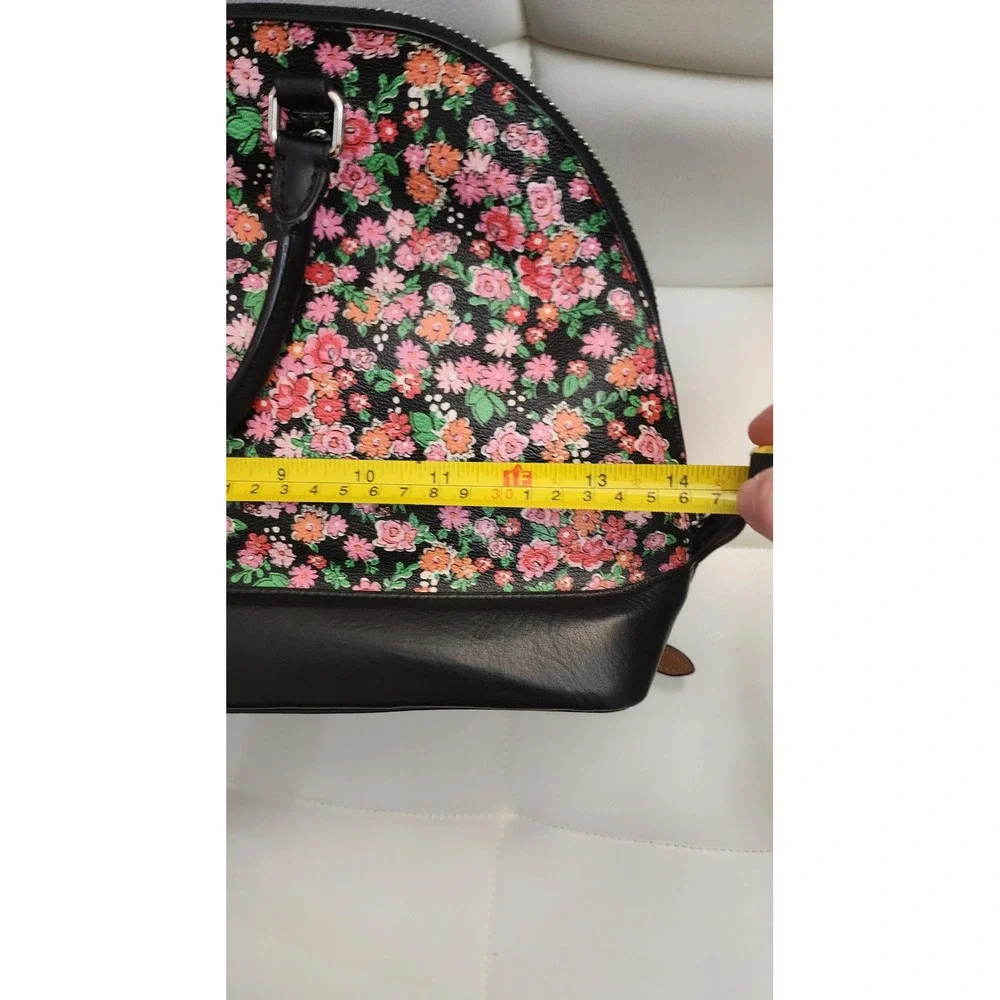 Coach Sierra Satchel Wildflower Floral Print Black Leather Handbag F57622